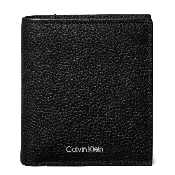 Calvin Klein Portefeuille en cuir trois volets avec film de logo RFID - U Noir- Ref 72 €